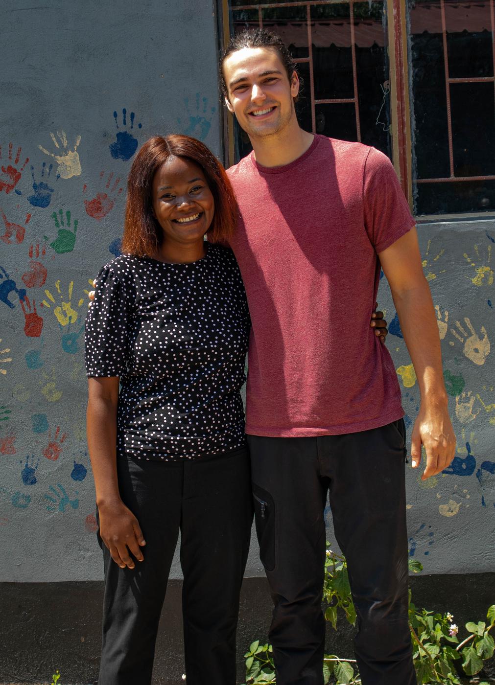 Dora and Joseph at the school